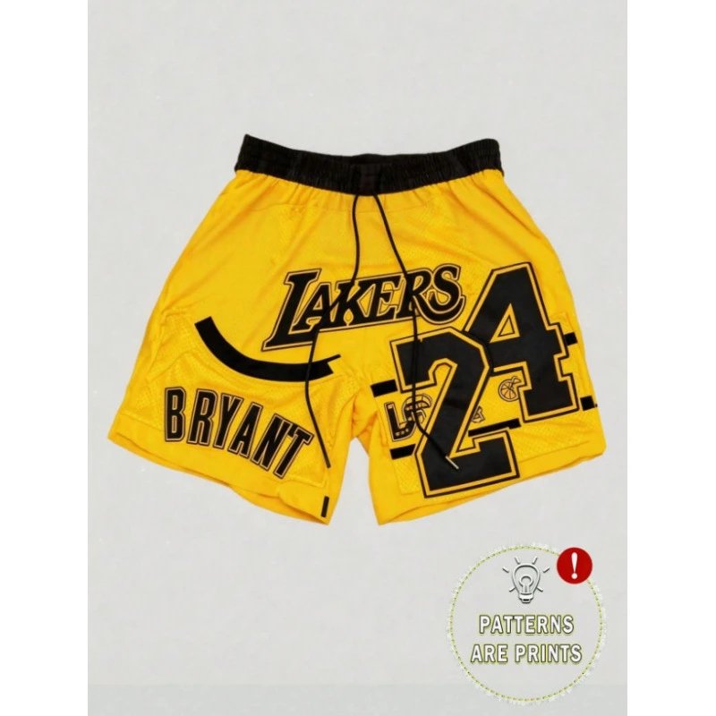 Los Angeles Lakers Kobe Bryant #24 Yellow Basketball Shorts
