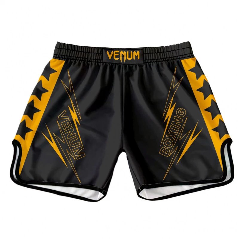 UFC x Venum Venum Boxing Shorts Black Yellow Lightning Star Shorts