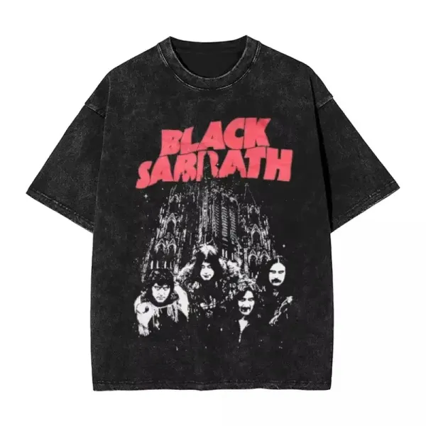Design Black Sabbath Band Graphic Washed Black T-Shirt T-Shirts - 1
