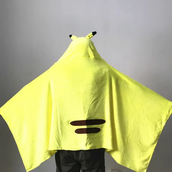 Design Hooded Towel Cape Navy Blue with Japanese Text and Geometric Print Hoodie - 13