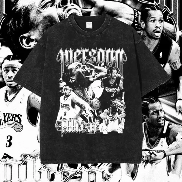 Design Allen Iverson Collage Graphic T-Shirt Black - 1