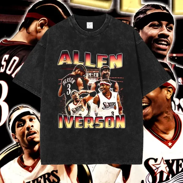 Design Allen Iverson Collage Graphic T-Shirt Black - 1