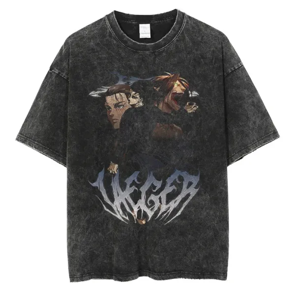 Design UNGER Anime Graphic Acid Wash T-Shirt - 1