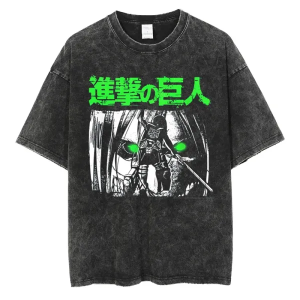 Design Attack on Titan Washed Black T-Shirt - 1