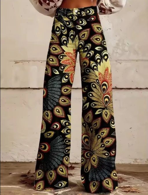 Design Floral Print Wide-Leg Jeans Multicolor - 7