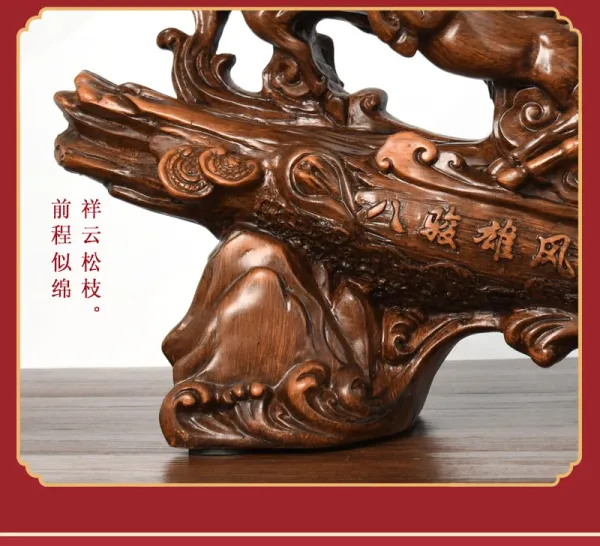 Design Eight Galloping Horses Wooden Sculpture Accessories - 13