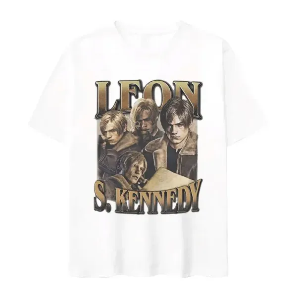 Design Leon S. Kennedy Graphic Print White T-Shirt - 1