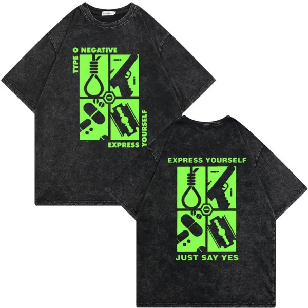 Design Negative Express Yourself Graphic Acid Wash T-Shirt - 1