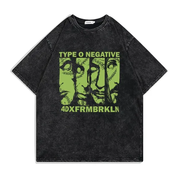 Design Type O Negative Graphic Acid Wash T-Shirt - 1