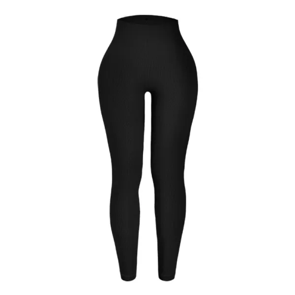 Design Ribbed High-Waisted Leggings Black - 1