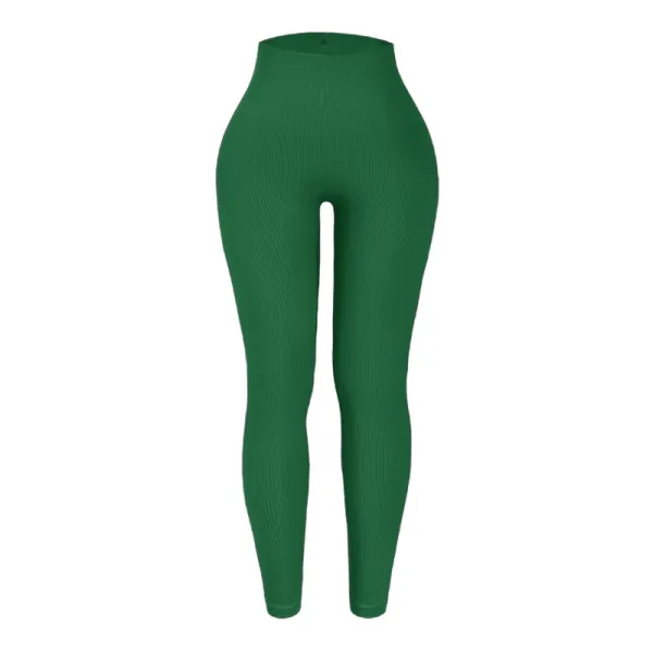 Design Ribbed High-Waist Emerald Green Leggings - 1