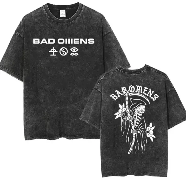 Design Bad Omens Graphic Acid Wash T-Shirt T-Shirts - 1