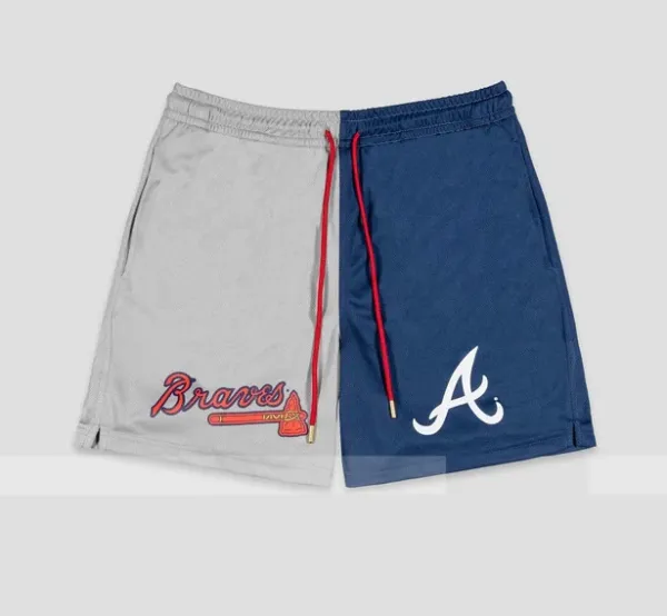 Los Angeles Dodgers Split-Design Mesh Shorts Gray and Royal Blue - 7