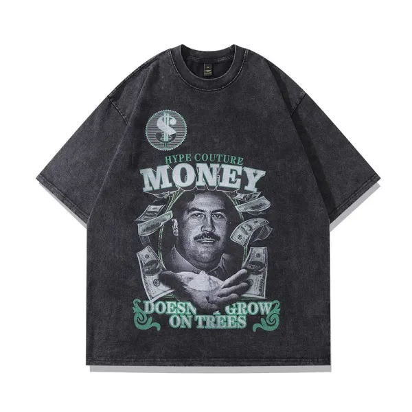 Design Hype Couture Money Doesn't Grow On Trees Graphic T-Shirt Black T-Shirts - 1