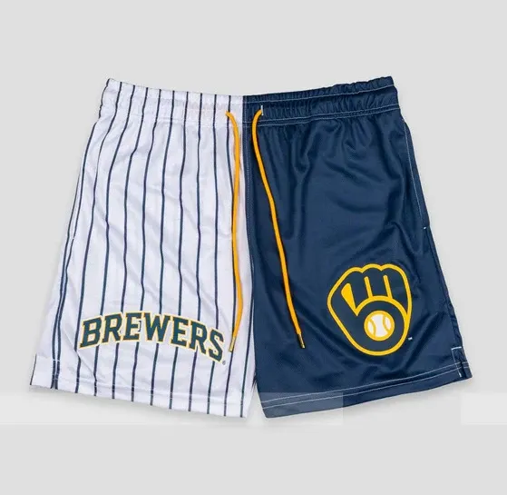 Los Angeles Dodgers Split-Design Mesh Shorts Gray and Royal Blue - 12