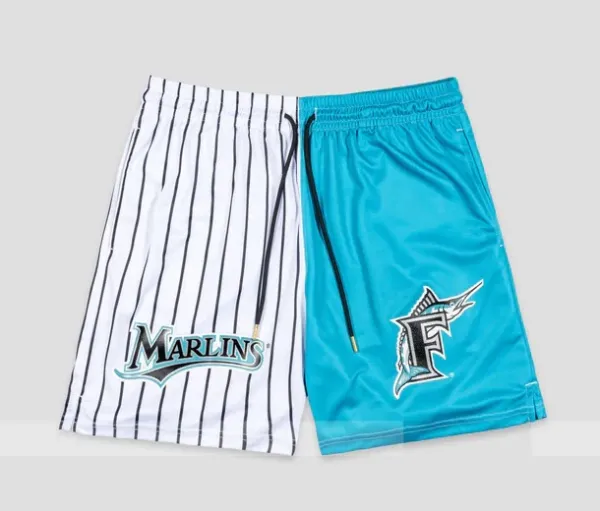 Los Angeles Dodgers Split-Design Mesh Shorts Gray and Royal Blue - 13
