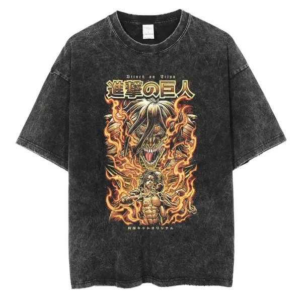 Design Attack on Titan x Original Artwork Distressed Black T-Shirt T-Shirts - 1