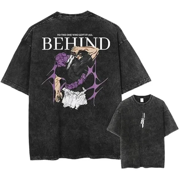 Design Behind Graphic Washed Black T-Shirt - 1
