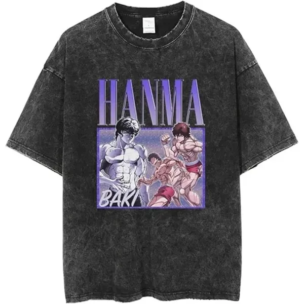 Design Hanma Baki Graphic Acid Wash T-Shirt - 1