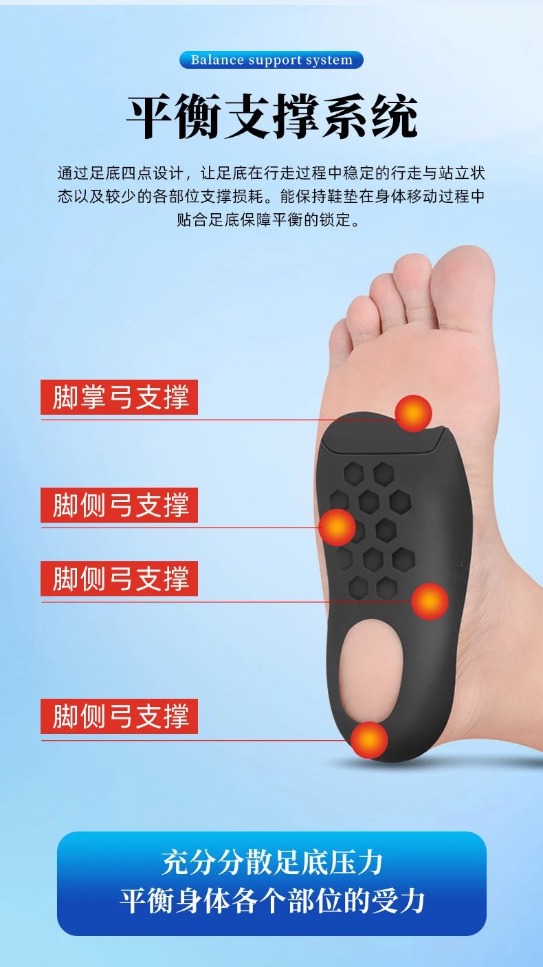 Design Arch Support Insoles Black Foot Orthotics Shoes - 8