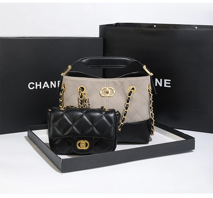 Chanel Gabrielle Hobo Bag Beige and Black Quilted Leather Shoulder Bag - 20