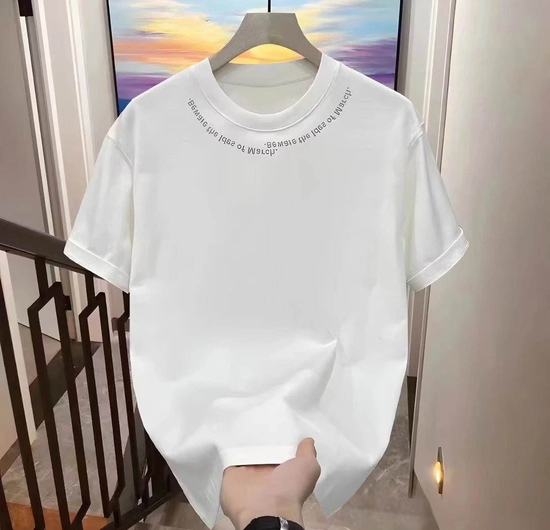 Design Minimalist Script Neckline White T-Shirt - 15