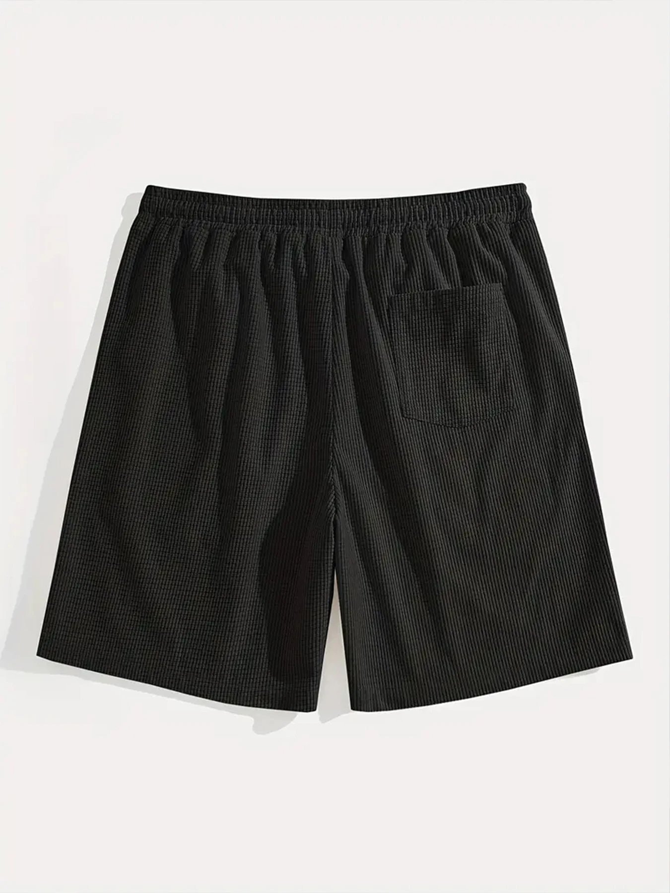 Design Waffle Texture Drawstring Shorts Olive Green Shorts - 10