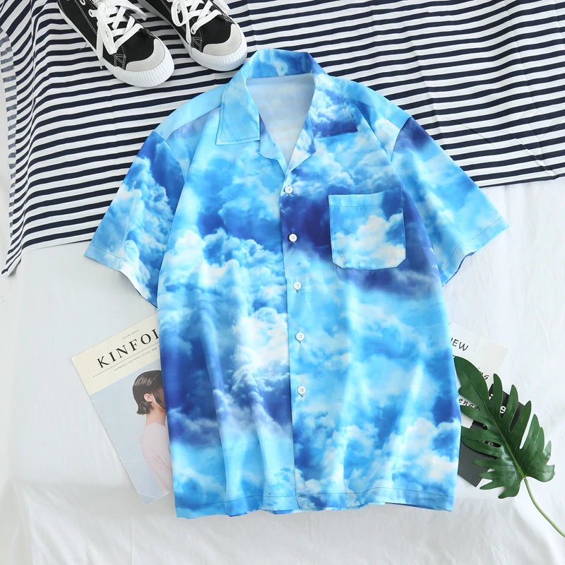 Design Purple Tiger Print Short-Sleeve Button-Up Shirt - 19