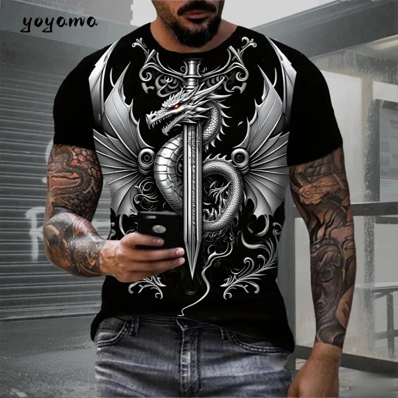 Yoyama Dragon Sword Graphic T-Shirt Black T-Shirts