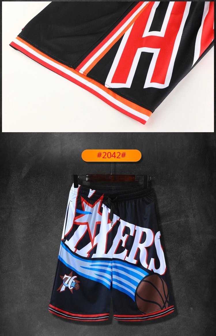Miami Heat Basketball Shorts Black Red Orange - 13