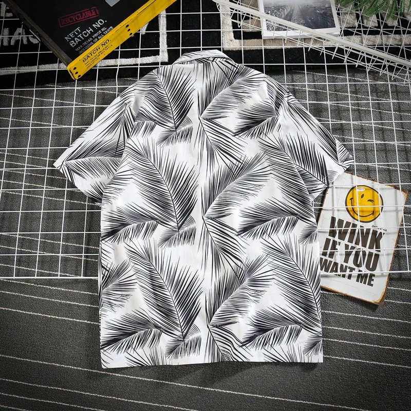 Design Purple Tiger Print Short-Sleeve Button-Up Shirt - 40