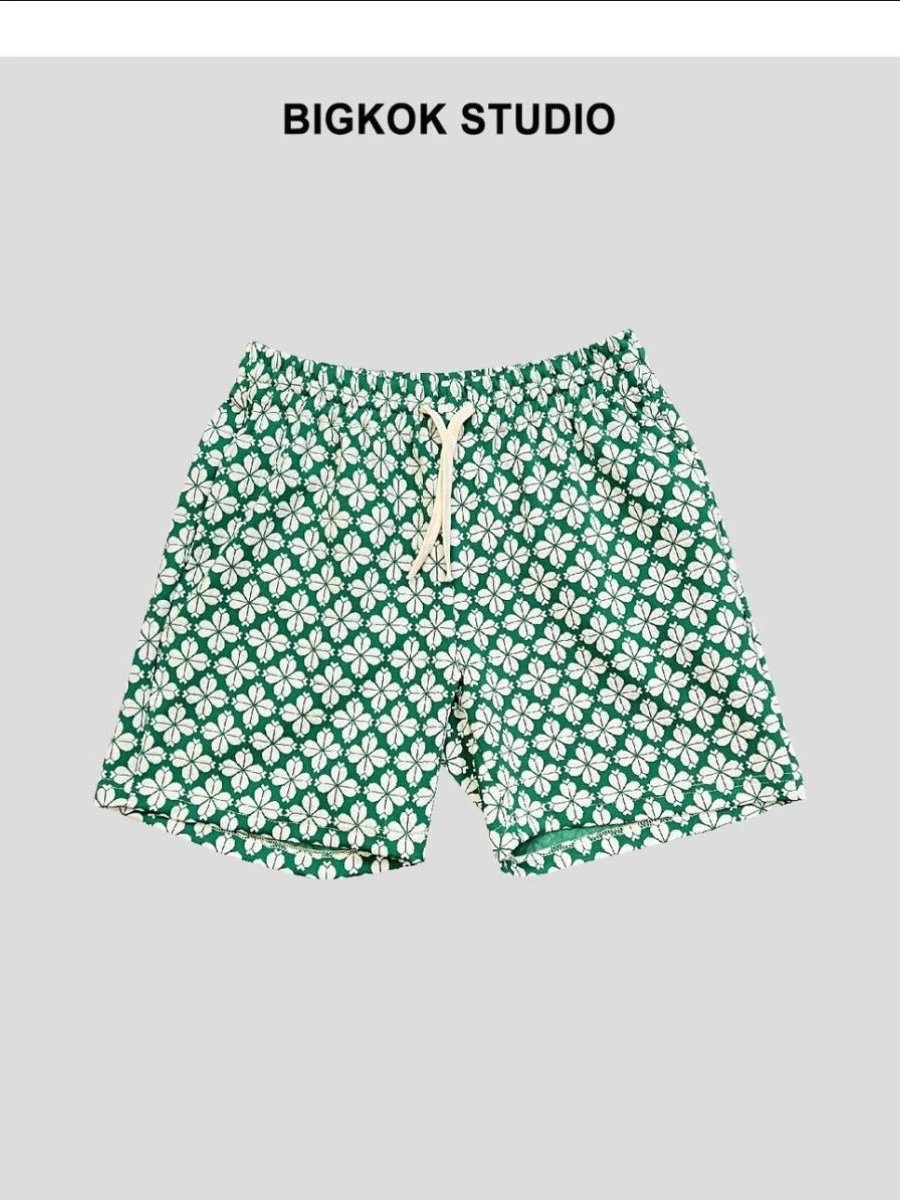 Design BIGKOK STUDIO Herringbone Pattern Drawstring Shorts Multicolor Shorts - 6
