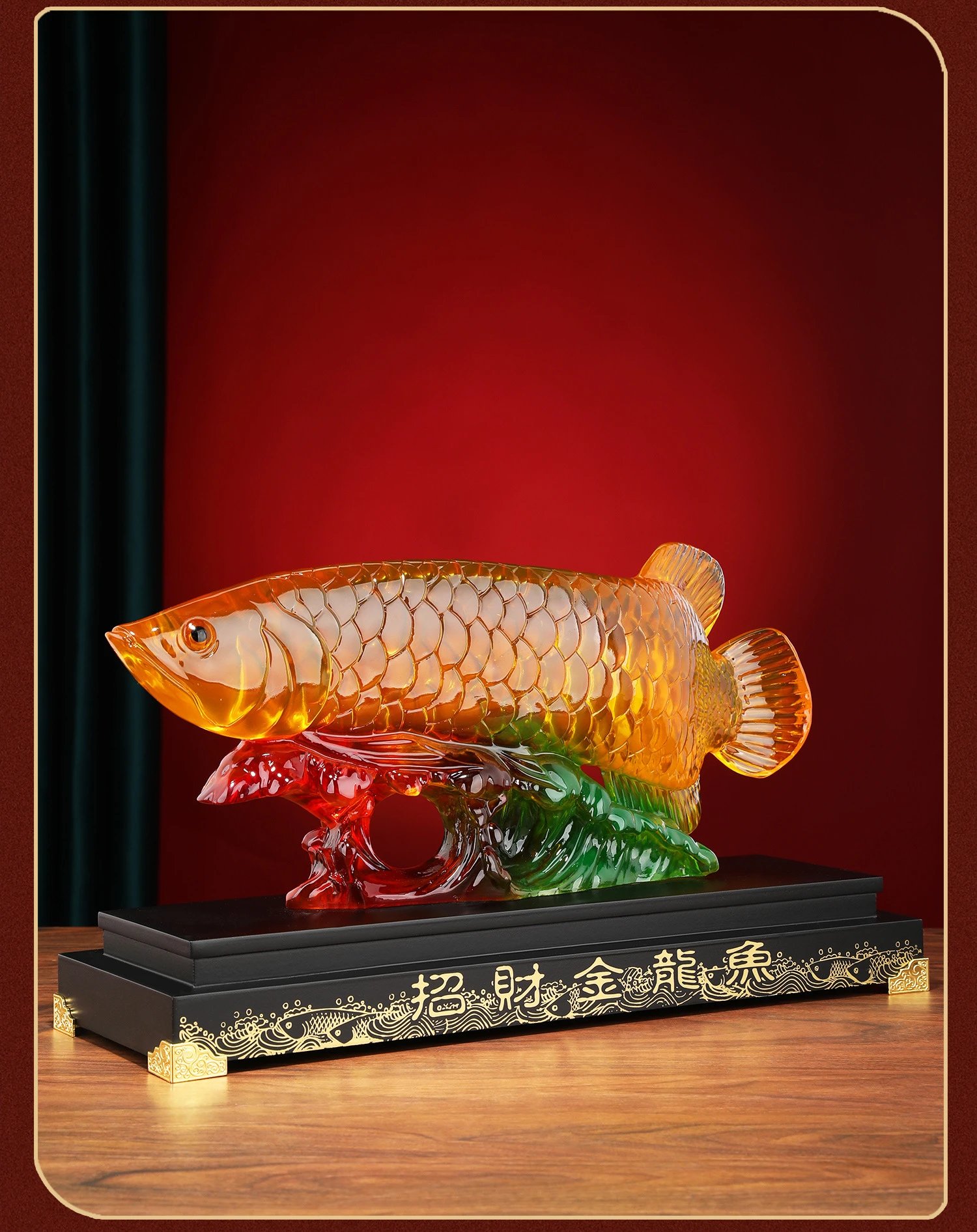 Design Decorative Arowana Fish Figurine Multicolor Resin Ornament Accessories - 4