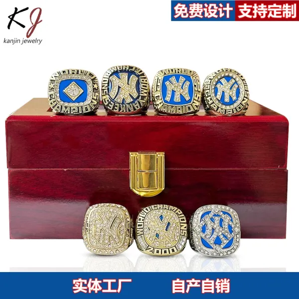 New York Yankees World Series Championship Replica Rings Set in Red Display Box Jewelry - 6