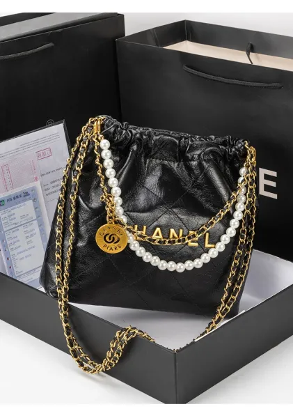 Chanel Drawstring Tote Bag and Pouch in Beige with Gold Hardware Handbags - 19