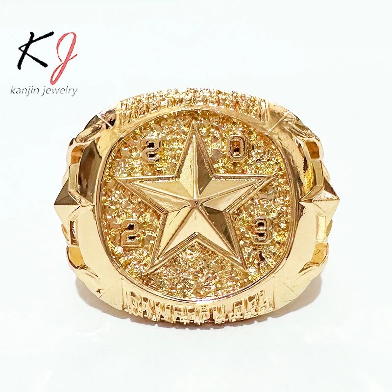 Design Kanjin Jewelry Custom Football Championship Ring Gold Jewelry - 9