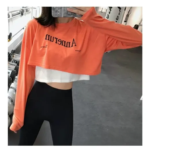 Alo Yoga Cropped Long-Sleeve Top Black / White with Pink Leggings Activewear - 23