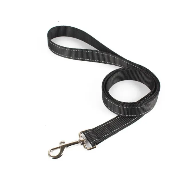 Design Reflective Stitched Black Dog Leash Accessories - 1
