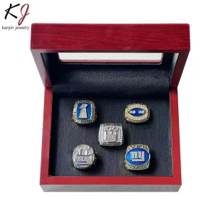 Design Kanjin Jewelry New York Giants Super Bowl Championship Rings Set in Wooden Display Box Jewelry