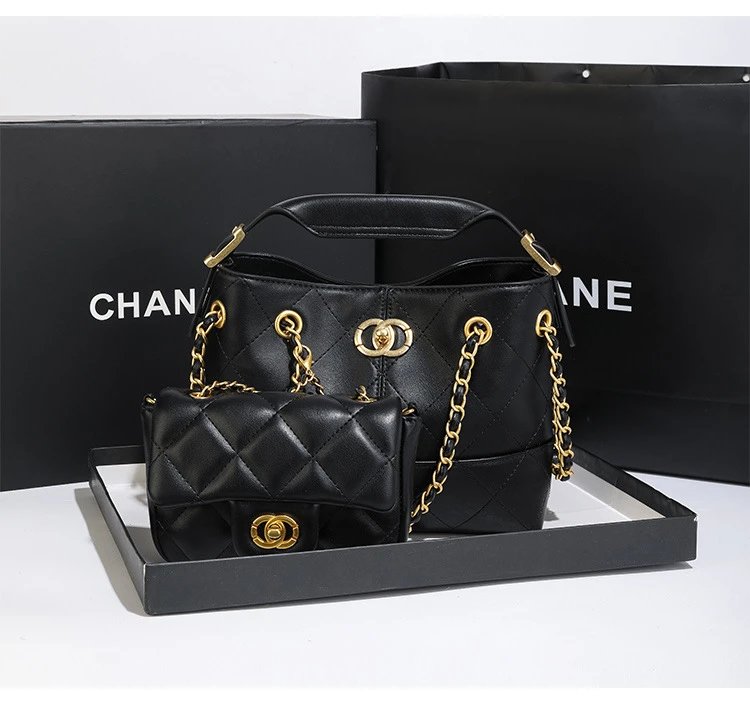 Chanel Gabrielle Hobo Bag Beige and Black Quilted Leather Shoulder Bag - 23