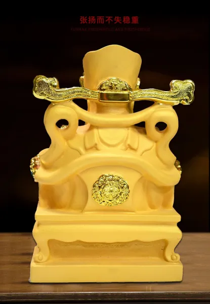 Design Golden Cai Shen Ye Statue with Treasure Basin Decorative Figurine Accessories - 10