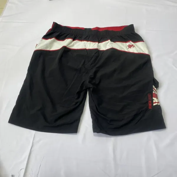 Design Striped Swim Trunks Rust and White Shorts Swimwear - 19