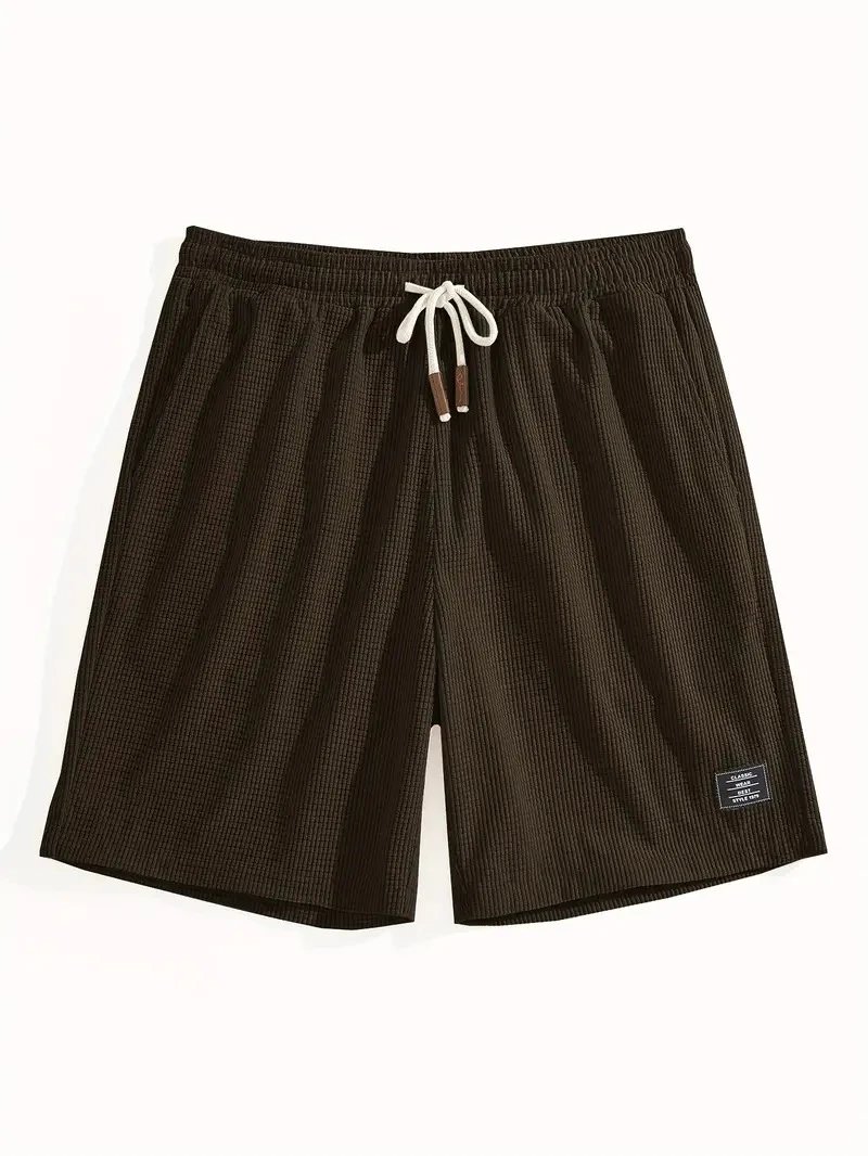 Design Waffle Texture Drawstring Shorts Olive Green Shorts - 46