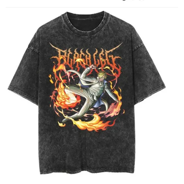 Design Black Legge Flame Graphic Oversized T-Shirt - 1