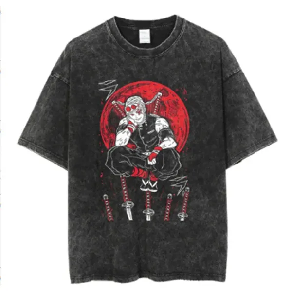Design Demon Slayer Graphic Acid Wash T-Shirt - 1