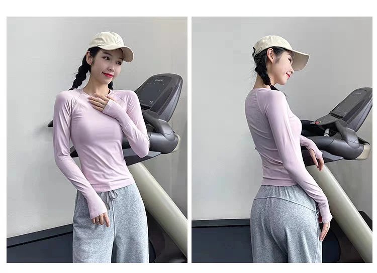 Design Long Sleeve Base-Layer Top in Periwinkle Blue with Ribbed Cuffs Activewear - 10