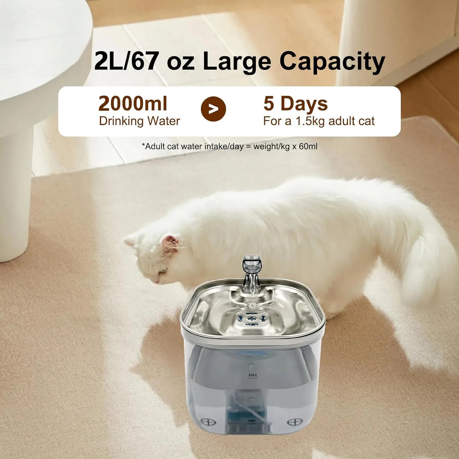 Design 304 Stainless Steel Pet Water Fountain USB Edition Electronics - 8