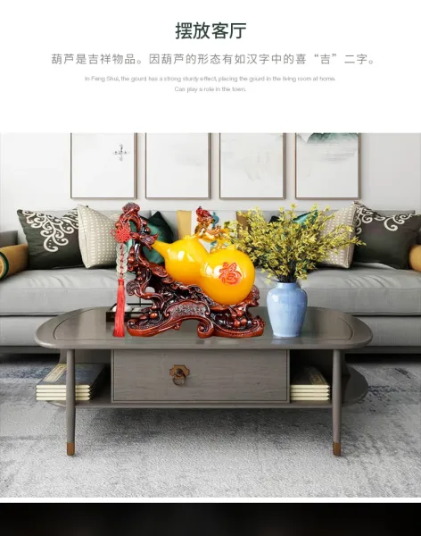 Design Chinese Feng Shui Gourd Ornament with Dragon and Coin Tassel Decor Accessories - 10