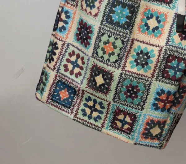 Design Zigzag Pattern Bear Embroidery Shorts Multicolor - 4