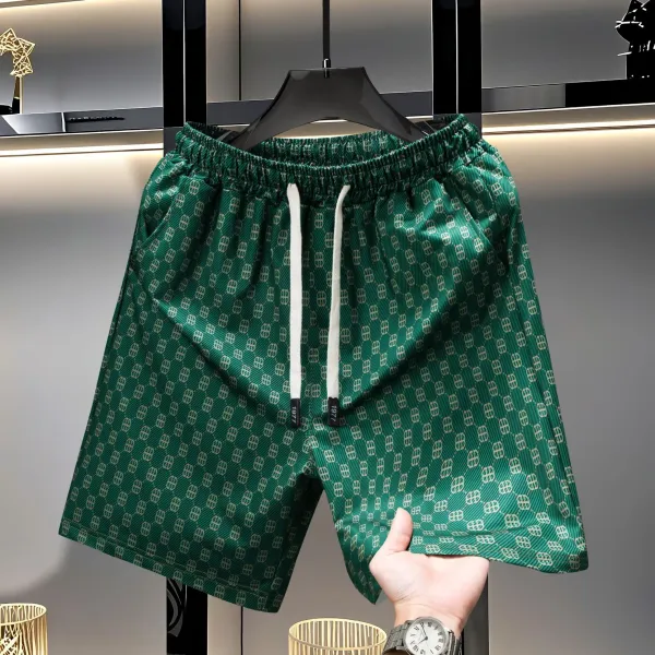 Design Zigzag Pattern Bear Embroidery Shorts Multicolor - 14